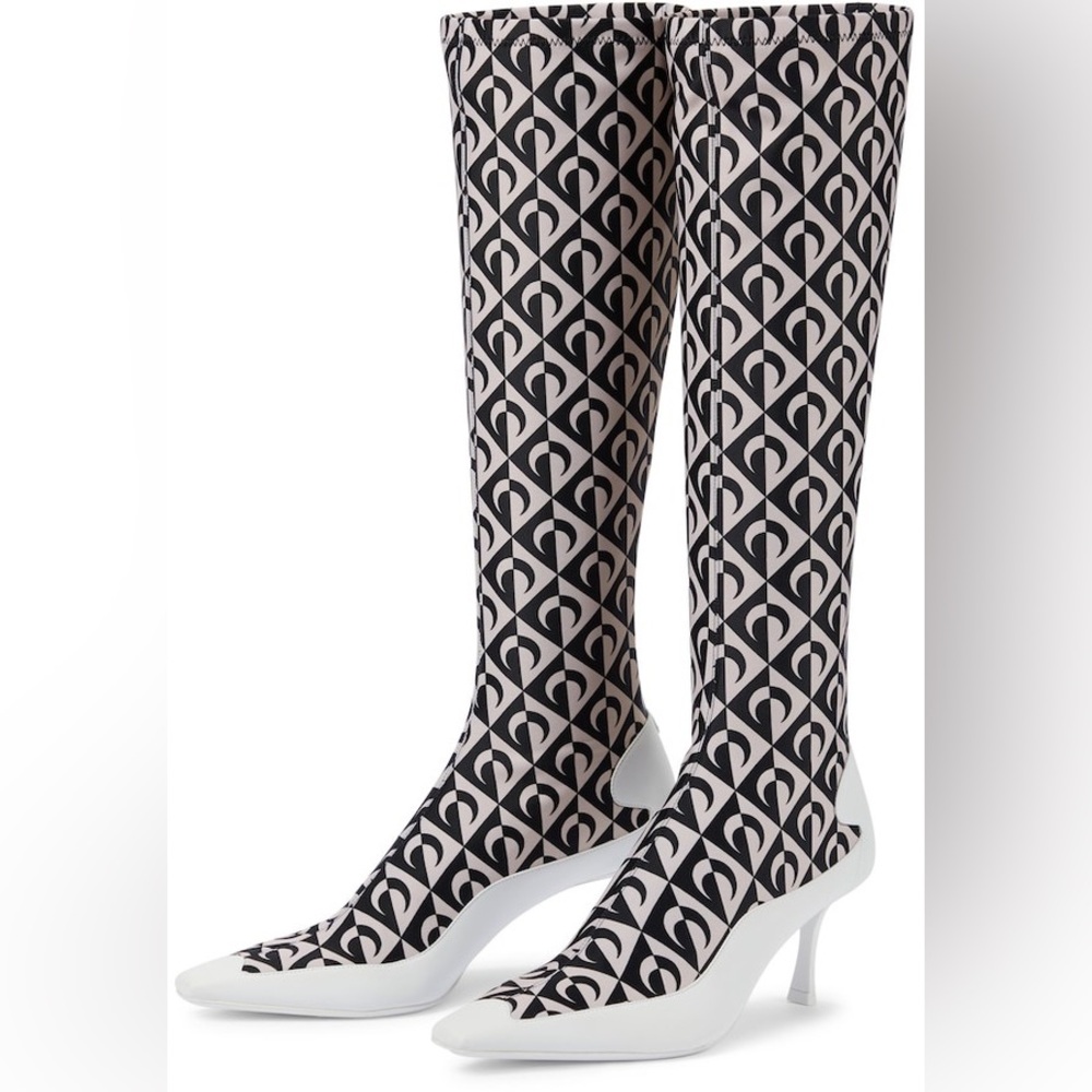 Jimmy Choo x Marine Serre printed knee-high boots